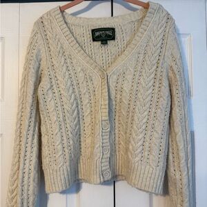 American Eagle Outfitters Cream Cable Knit Cardigan